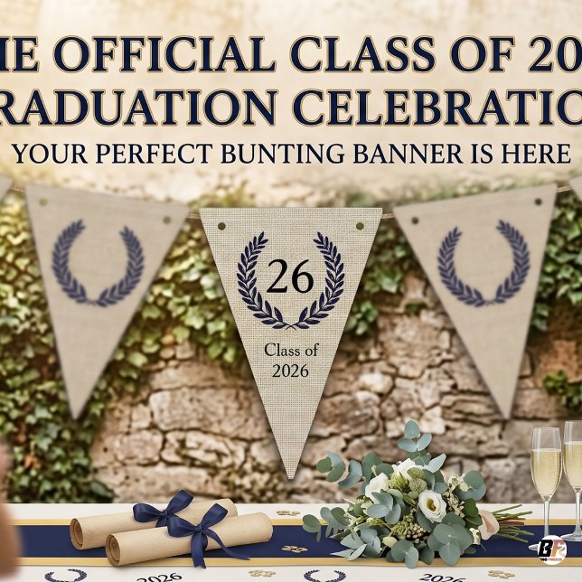 Rustik Minimalist Jute Marin Lagerkrans 2026 G Vimplar (#graduation)