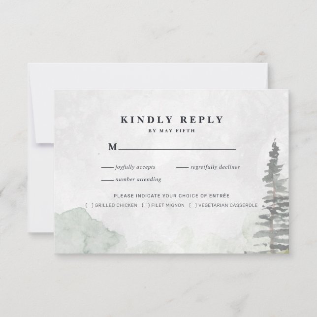 Rustik Minimalistisk Bröllops-RSVP | Akvarell Tall Meddelande (Framsida)