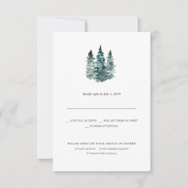 Rustik Minimalistisk Bröllops-RSVP | Akvarelltalla Meddelande (Framsida)