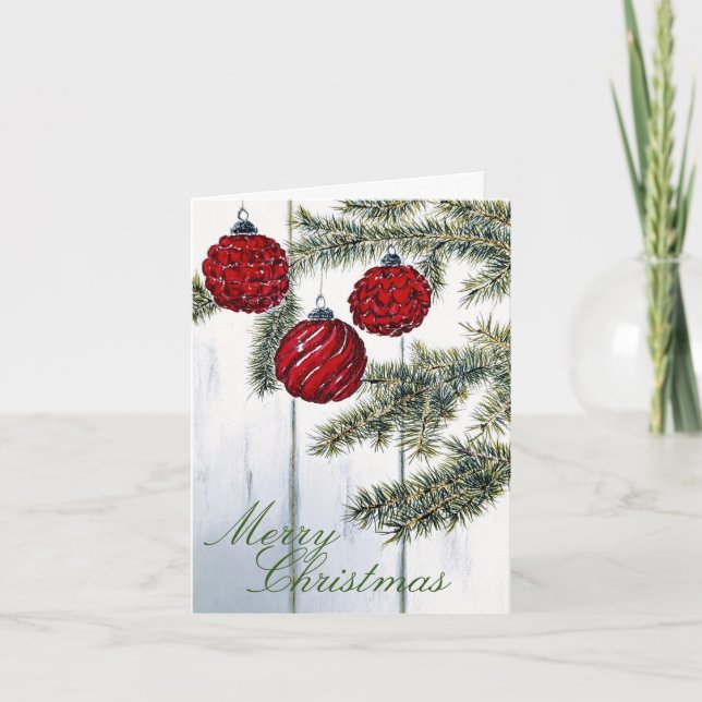 Rustik minimalistisk glädjande julhelg kort (Framsida)