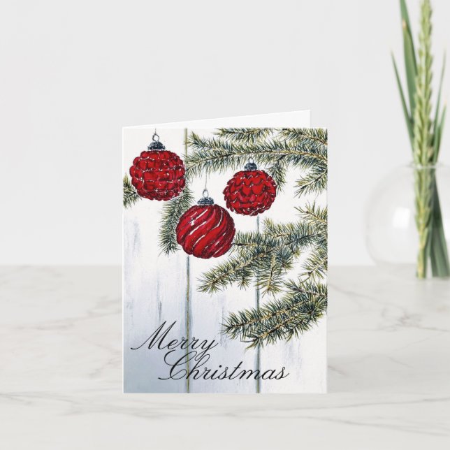Rustik minimalistisk glädjande julhelg kort (Framsida)