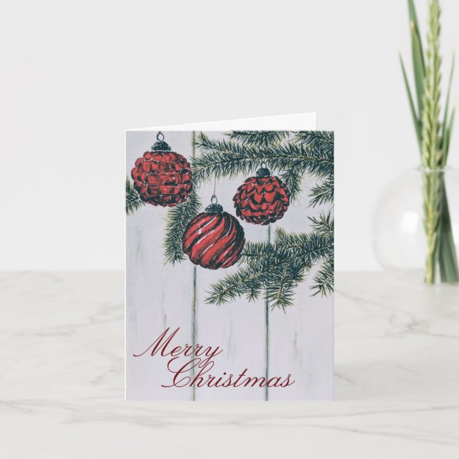 Rustik minimalistisk glädjande julhelg kort (Framsida)
