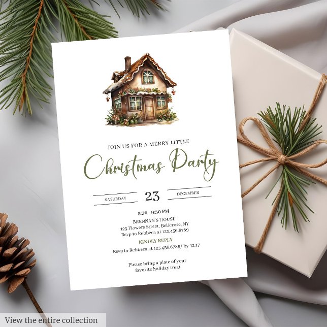 Rustik Minimalistisk Neutral Jordnära Mysig Julfes Inbjudningar (Rustic Minimalist Neutral Earthy Cozy Xmas Party Card Invite)