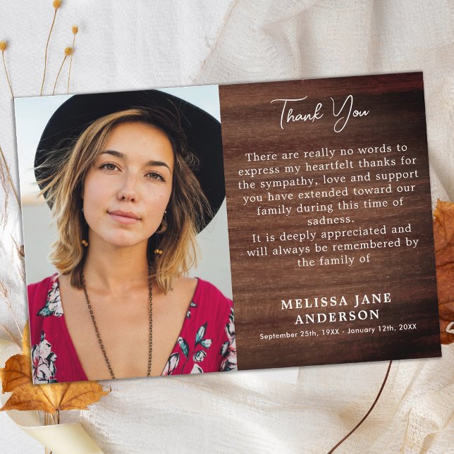 Rustik minnesförlust - sympati för begravning tack kort (Skapare uppladdad)