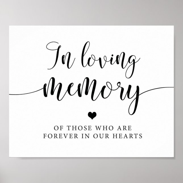 Rustik minnestavla för bröllop In Loving Memory Poster (Framsidan)