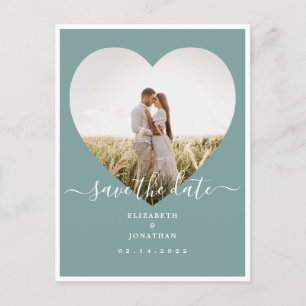 Rustik Mintgrön Bröllopsfoto Save The Date Meddelande Vykort