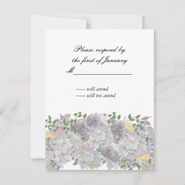 Rustik Mjuk Trädgårdsblommor Svarskort OSA Kort (Framsida)