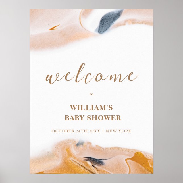 Rustik Modern Abstrakt Baby Shower Välkomst  Poster (Framsidan)