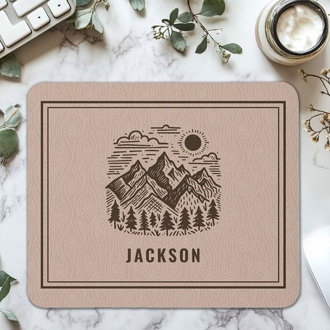 Rustik Modern Berg Anpassad  Musmatta (Rustic Modern Mountain Custom Mousepad)