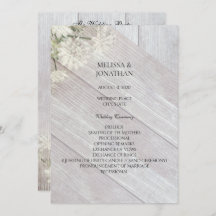 Rustik Modern Blommig Bröllopsceremoni Program V3