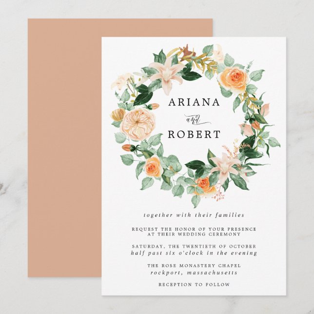 Rustik Modern Blommigt från hösten, utandning Bröl Inbjudningar (Fram/baksida)