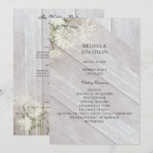 Rustik modern blomsterbröllops-ceremoni-program V3