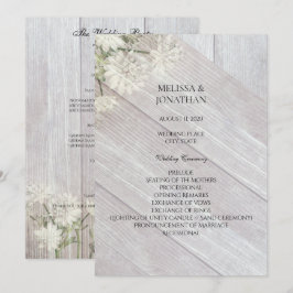 Rustik modern blomsterbröllops-ceremoni-program V3 Inbjudningar