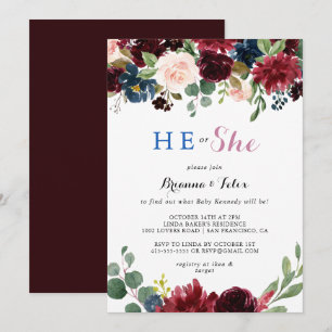 Rustik Modern Calligraphy Han eller hon Gender Rev Inbjudningar