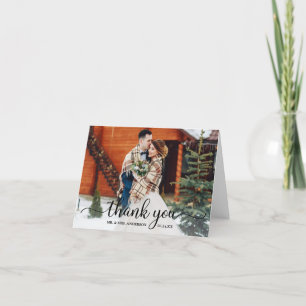 Rustik Modern Calligraphy Photo Bröllop Note Tack Kort