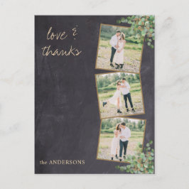 Rustik Modern Chalkboard Photo Bröllop Tack Vykort