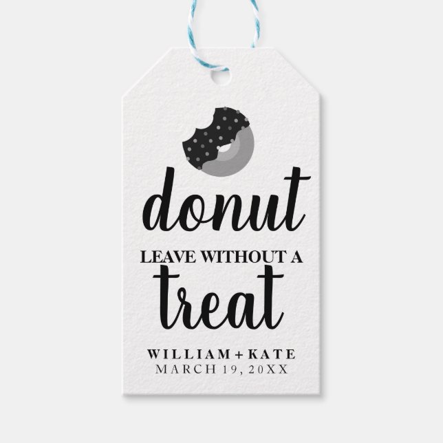Rustik Modern Donut-Lämna utan ett Beat Bröllop Presentetikett (Framsidan)