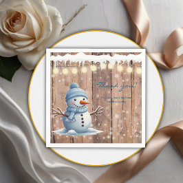 Rustik Modern Elegant Blue Snögubbe Baby Shower Pappersservett