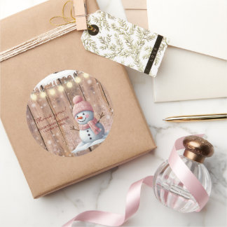 Rustik Modern Elegant Snögubbe Baby Shower Runt Klistermärke