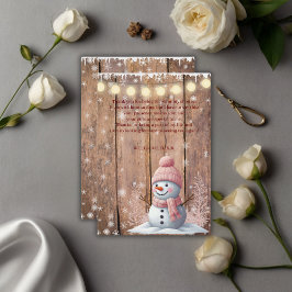 Rustik Modern Elegant Snögubbe Baby Shower Tack Kort
