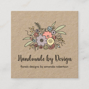 Rustik Modern Handmade Blommigt Etsy Home Crafter Fyrkantigt Visitkort
