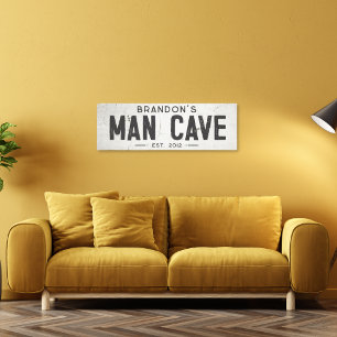 Rustik Modern Industrial Farmhouse Man Cave Long Canvastryck