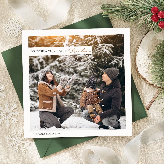 Rustik Modern jul två foto fyrkant Julkort (Skapare uppladdad)