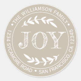 Rustik Modern Julglädje Returadress Grå Runt Klistermärke