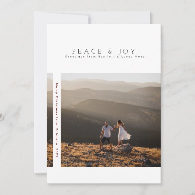 Rustik Modern Minimalist-Helgdag | Fred och glädje Spara Datumet (Framsida)