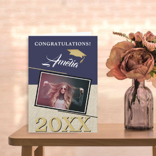 Rustik Modern Navy Blue Student Photo Studenten Kort