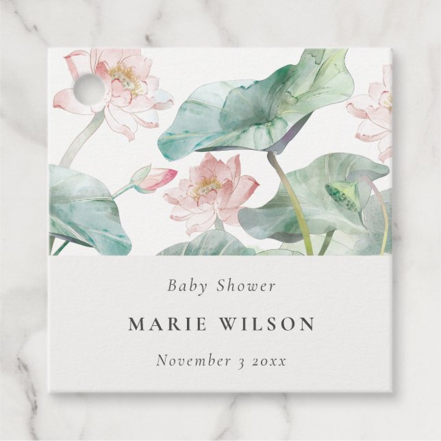 Rustik Modern Pastel  Waterlily Baby Shower Gåvor Etiketter (Framsida)