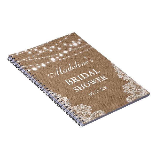Rustik Möhippa Burlap Ljus Snöre Gift List Anteckningsbok (Högra Sidan)