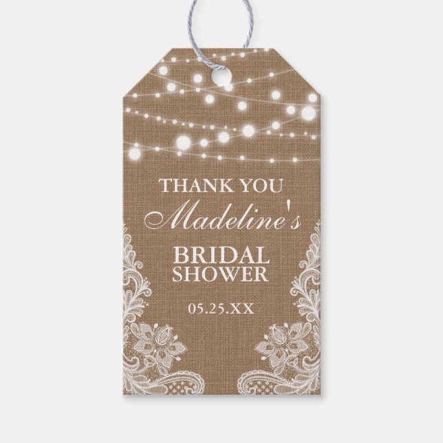 Rustik Möhippa Burlap Ljus Snöre Tack Presentetikett (Framsidan)