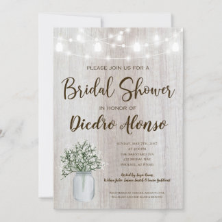 Rustik Möhippa Mason Burk Ljus Babys Band Inbjudningar