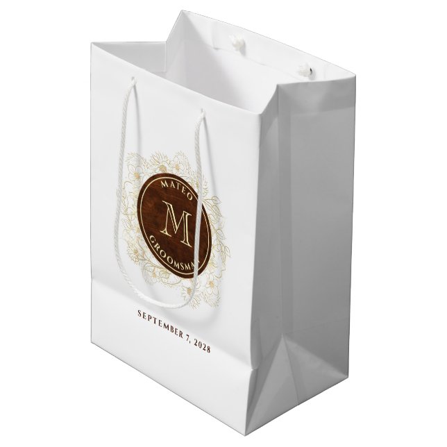 Rustik Monogram Bröllesgäster i Guld (Framsidan Vinklad)
