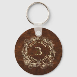 Rustik Monogram Bröllesman Nyckelring