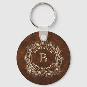 Rustik Monogram Bröllesman Nyckelring