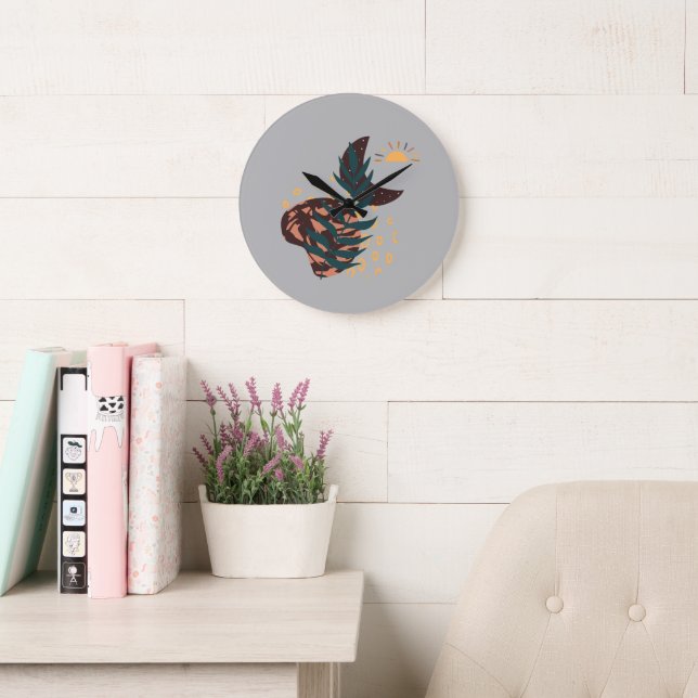 Rustik Monogram Chic Boho  Stor Klocka (Läsesal)