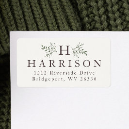 Rustik monogram helgdag adressetikett