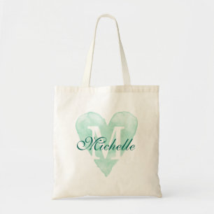 Rustik monogram hjärtbridesmaid bröllop tote bags tygkasse