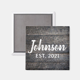 Rustik monogram i trä från lada magnet