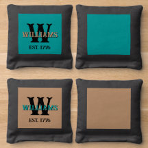 Rustik monogram koppar & turkos