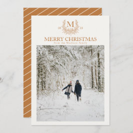 Rustik monogram personlig av koppar julkort