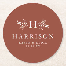 Rustik monogram terracotta Rust fall bröllop