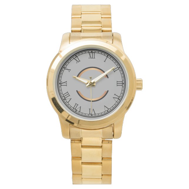 Rustik monogram Unisex överstor guld  Armbandsur (Framsida)