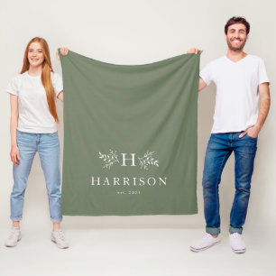 Rustik monogramsförsäljning grönt nyligen i nam fleecefilt