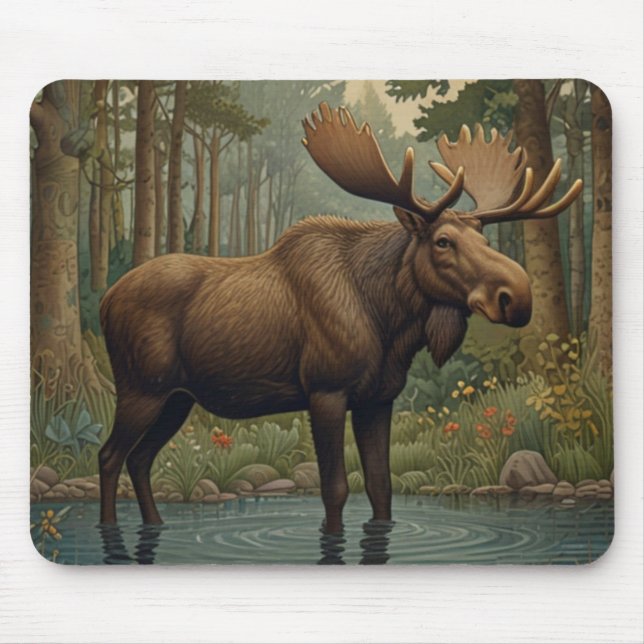 Rustik moose bohemian woodland Enchanted Forest Musmatta (Framsidan)