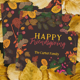 Rustik mörk botanisk Friendsgiving-hälsning Julkort
