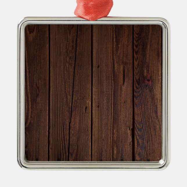 Rustik Mörk Brown Wood Fence Land Stil Julgransprydnad Metall (Framsidan)