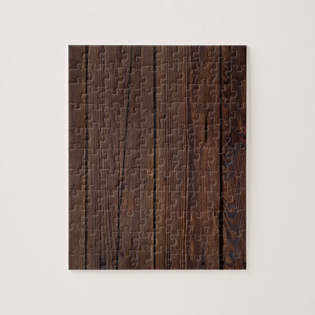 Rustik Mörk Brown Wood Fence Land Stil Pussel (Vertikal)